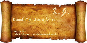 Komán Jordán névjegykártya